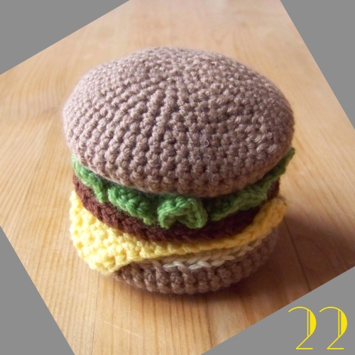 Hamburger en coton fabriqué en crochet