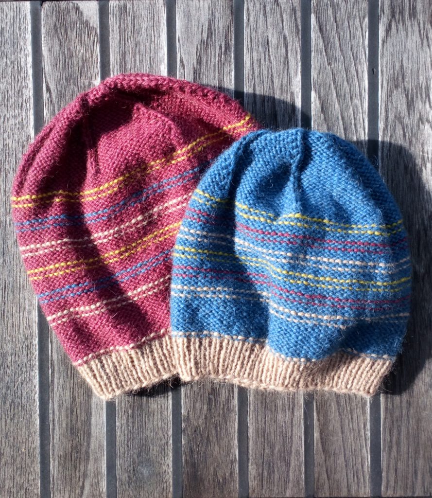 Rayures en jersey présentées sur l'envers.