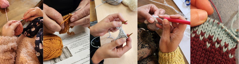 cours de tricot et de crochet à luchon Les mains des élèves participants aux cours de tricot et de collège à luchon